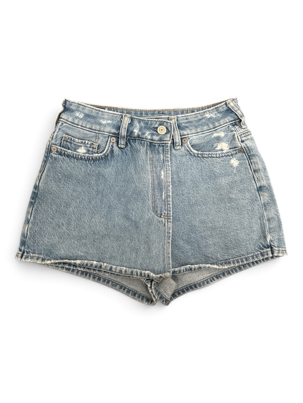 American Eagle Women’s Blue Mom Shorts Sz 2 High Rise Light Wash Stretch Pockets